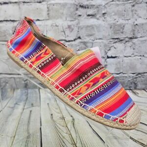 Minnetonka PAM Frisco Stripe Espadrille Flats Womens 8 Multi Color Boho Slip On